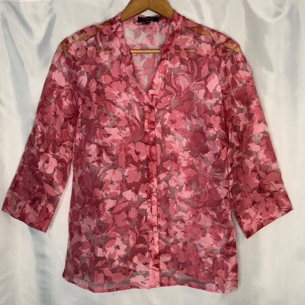 Elementz Women’s Sheer Floral 3/4 Sleeve Top   Size S
